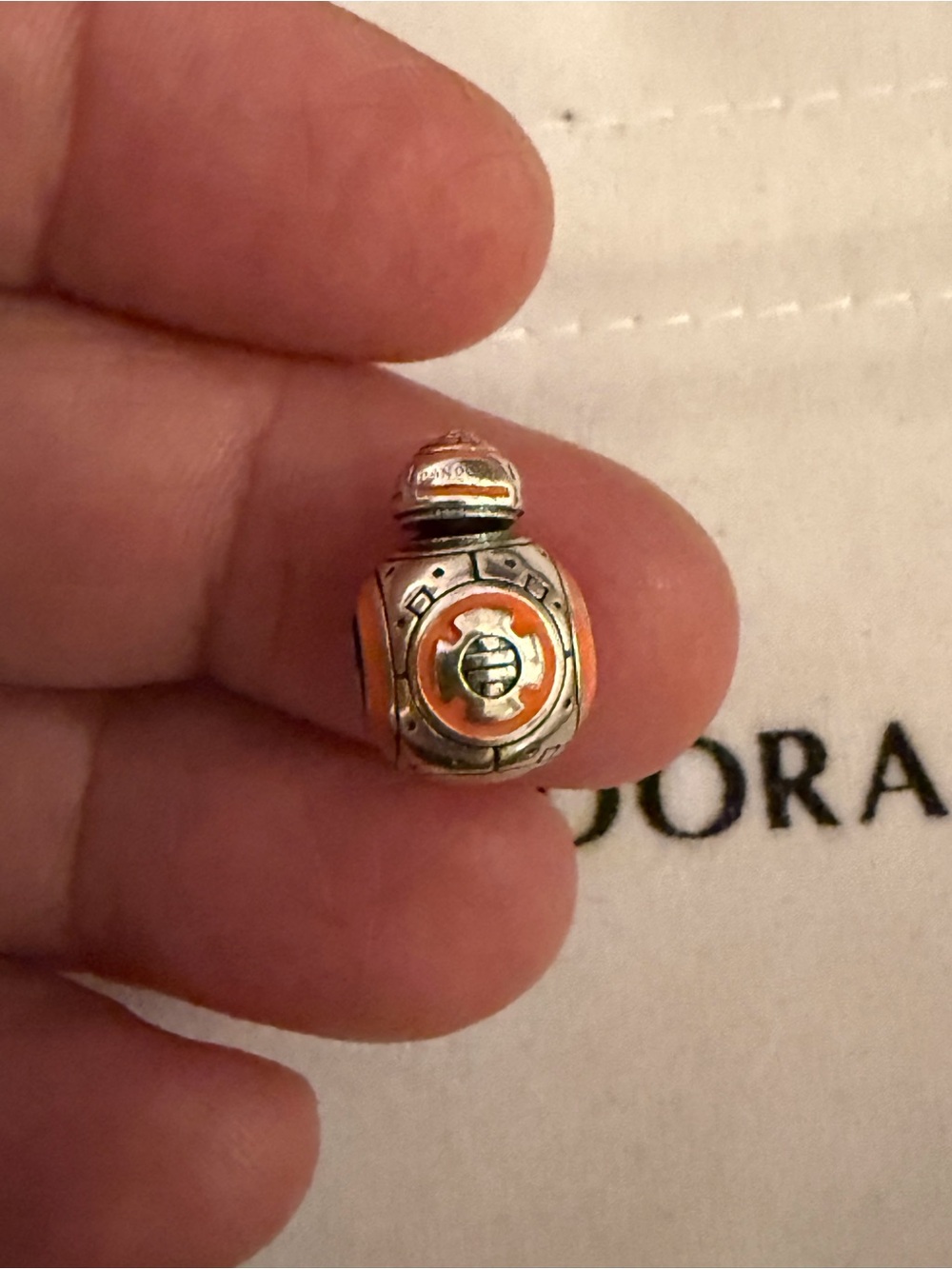 Pandora Silver BB-8 Droid Charm with Orange Accents